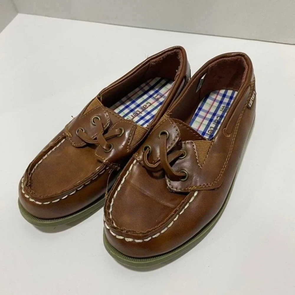 Carter Brown boat shoes with green rubber sole boy size 12. SKU907#summer